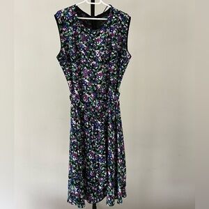 Lauren Ralph Lauren Multi Colour Floral Print Midi Dress, Size 14.